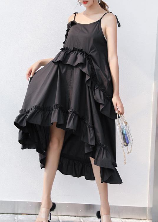 New Black Summer Ruffles Cotton Maxi Dresses - bagstylebliss