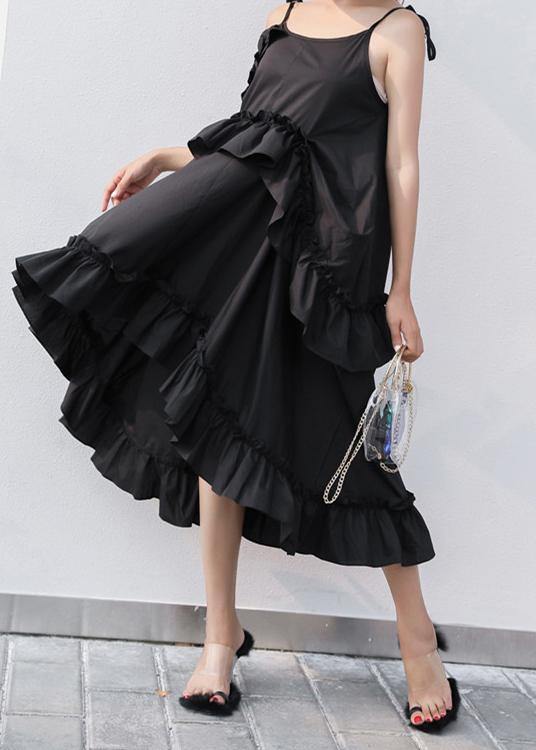 New Black Summer Ruffles Cotton Maxi Dresses - bagstylebliss