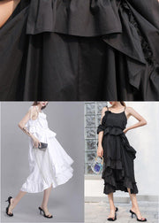 New Black Summer Ruffles Cotton Maxi Dresses - bagstylebliss