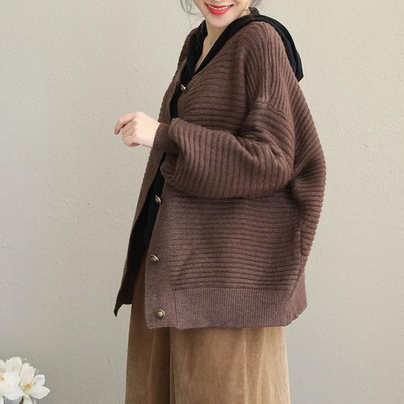 New Fshion Schwarz und Kaffee Vintage Kurzmantel mit Knöpfen für Damen