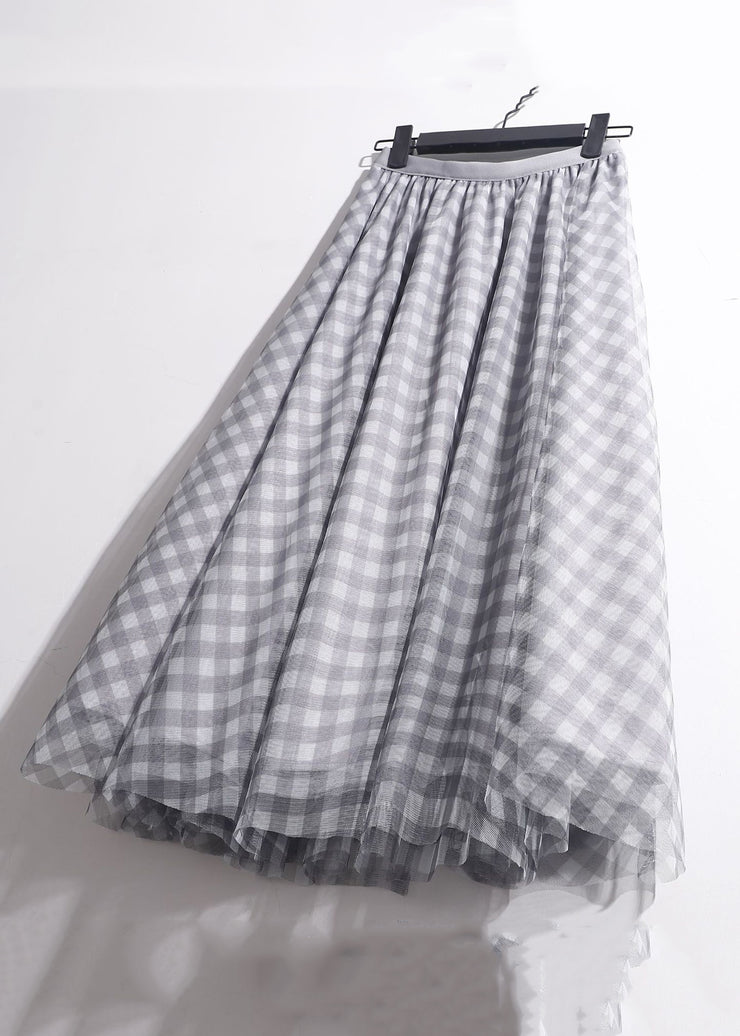 New Grey Print Elastic Waist Tulle Summer Skirts