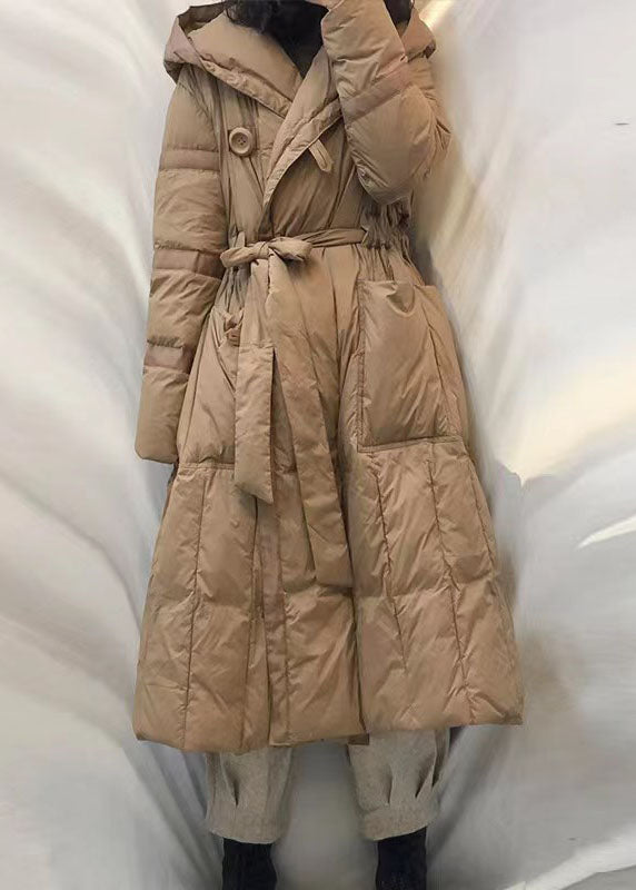 New Khaki Pockets Button Loose Winter Duck Down Jacket