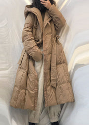 New Khaki Pockets Button Loose Winter Duck Down Jacket