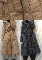 New Khaki Pockets Button Loose Winter Duck Down Jacket