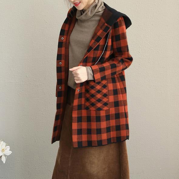 New Loose Hoodie Plaid Thicken Coat Women 2018 Casual Jackets