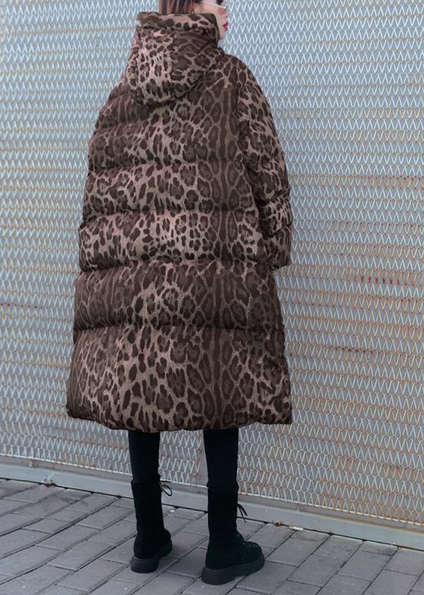 New Loose fitting snow jackets thick coats Leopard hooded Parkas - bagstylebliss