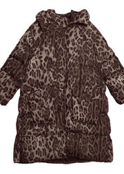 New Loose fitting snow jackets thick coats Leopard hooded Parkas - bagstylebliss