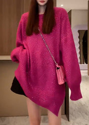 New Rose Side Open Cozy Knit Sweaters Long Sleeve