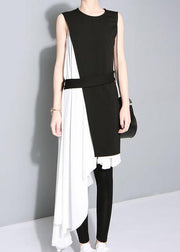 New asymmetrical design Personality Stitching Two Piece Dress - bagstylebliss