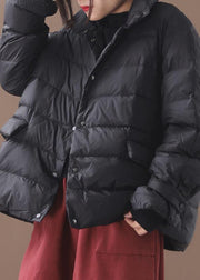 New black Parkas casual snow jackets winter short coats stand collar - bagstylebliss