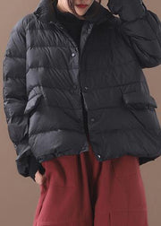 New black Parkas casual snow jackets winter short coats stand collar - bagstylebliss