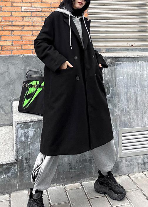 New black Woolen Coats Women plus size Notched false two pieces Winter coats - bagstylebliss