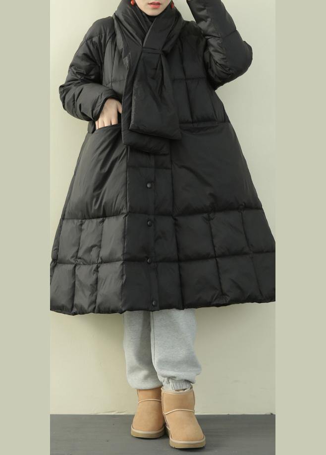 New black down jacket woman oversize snow thick pockets Luxury overcoat - bagstylebliss