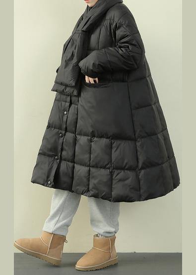 New black down jacket woman oversize snow thick pockets Luxury overcoat - bagstylebliss