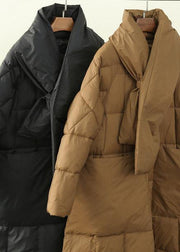 New black down jacket woman oversize snow thick pockets Luxury overcoat - bagstylebliss