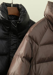 New black down jacket woman trendy plus size winter jacket stand collar zippered overcoat - bagstylebliss