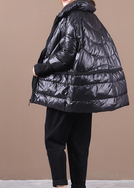 New black duck down coat plus size clothing down jacket stand collar patchwork women overcoat - bagstylebliss