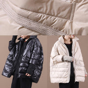 New black duck down coat plus size clothing down jacket stand collar patchwork women overcoat - bagstylebliss