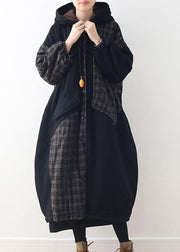 New black duck down coat plus size hooded snow jackets patchwork thick Jackets - bagstylebliss