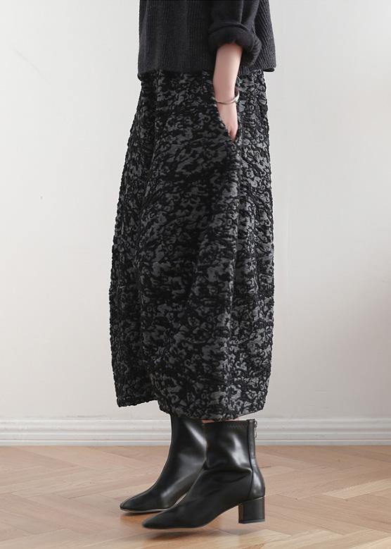 New black retro drape wide leg pants women&