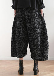 New black retro drape wide leg pants women's large size loose jacquard nine pants - bagstylebliss
