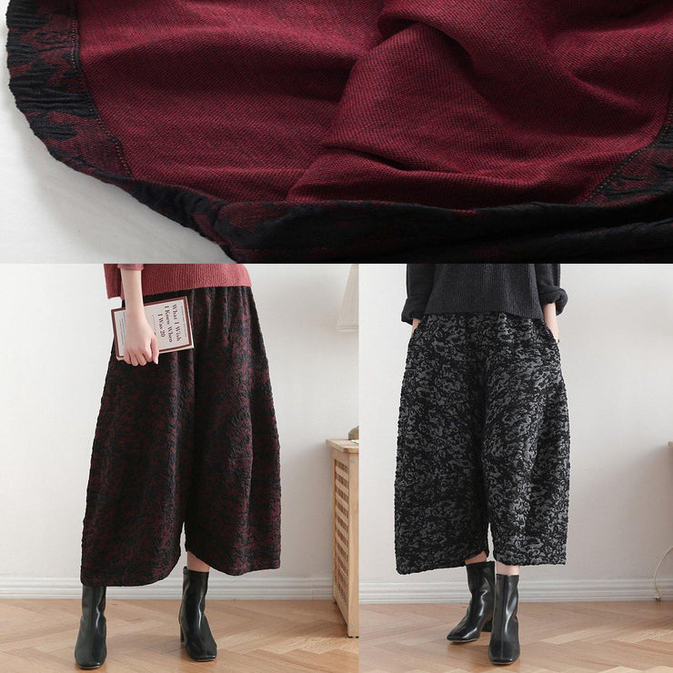 New black retro drape wide leg pants women&