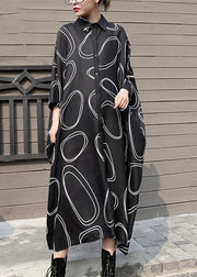 New black Chiffon dresses plus size prints traveling dress boutique batwing sleeve shirt maxi dresses