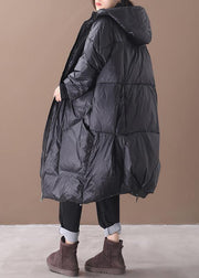 New black warm winter coat plus size down jacket hooded pockets women coats - bagstylebliss