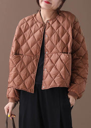 New brown warm winter coat plus size winter stand collar Geometric overcoat - bagstylebliss