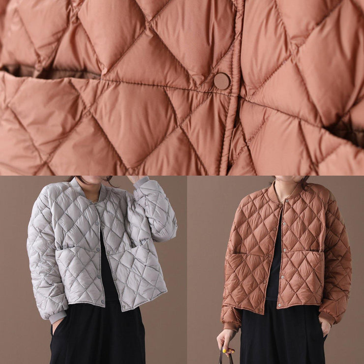 New brown warm winter coat plus size winter stand collar Geometric overcoat - bagstylebliss