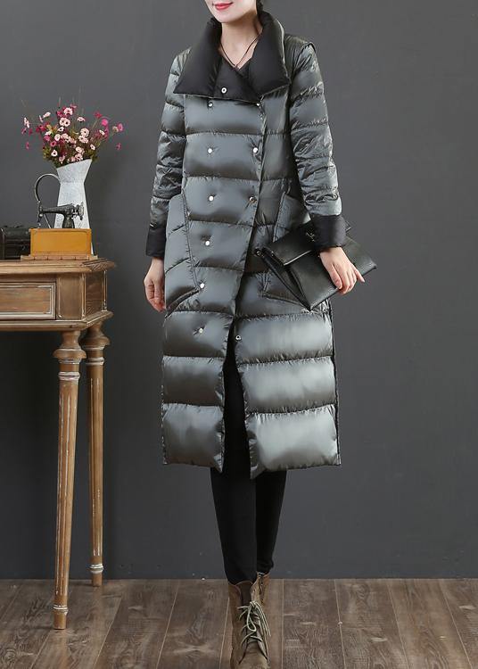 New clothing winter jacket coats silver gray stand collar pockets down jacket woman - bagstylebliss