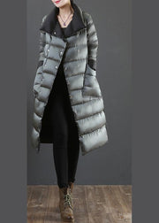 New clothing winter jacket coats silver gray stand collar pockets down jacket woman - bagstylebliss