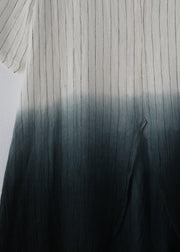 New gradient design irregular hem robe pure linen dress - bagstylebliss