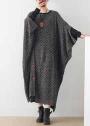 New gray wool dress plus size o neck asymmetric long dress - bagstylebliss