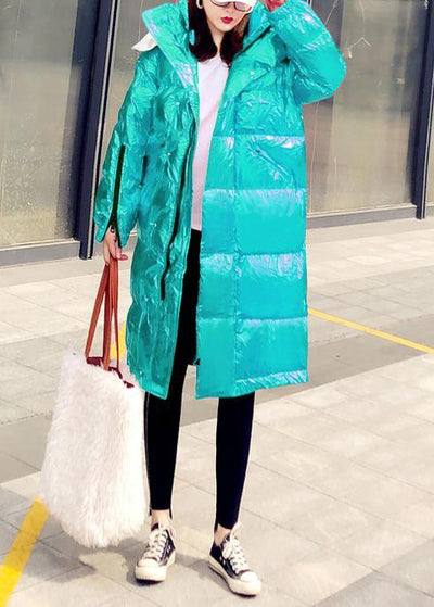 New green warm winter coat casual winter jacket hooded zippered Casual Jackets - bagstylebliss