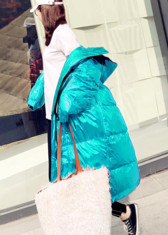 New green warm winter coat casual winter jacket hooded zippered Casual Jackets - bagstylebliss