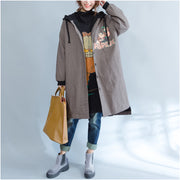 New khaki prints women parka casual hooded warm winter coat fine thick winter coats