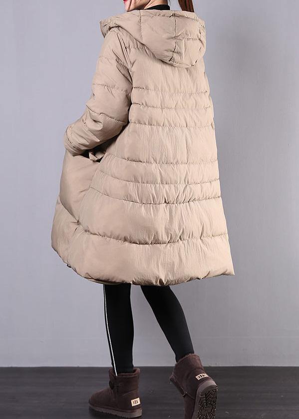 New khaki winter coats casual snow jackets hooded zippered winter coats - bagstylebliss