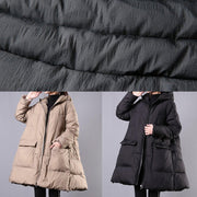 New khaki winter coats casual snow jackets hooded zippered winter coats - bagstylebliss