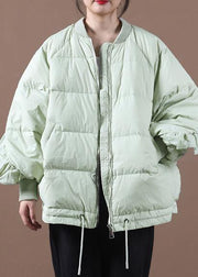New light green duck down coat plus size clothing down jacket stand collar Ruffles Fine Jackets - bagstylebliss
