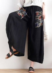New linen black patch women's loose plus size nine-point pants - bagstylebliss