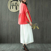 New linen blouse Loose fitting Loose Pleated Ramie Casual Women Pullover Blouse