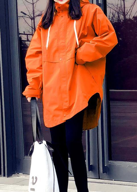 New orange duck down coat plus size womens parka hooded zippered Elegant coats - bagstylebliss