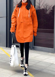New orange duck down coat plus size womens parka hooded zippered Elegant coats - bagstylebliss