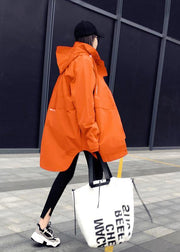 New orange duck down coat plus size womens parka hooded zippered Elegant coats - bagstylebliss
