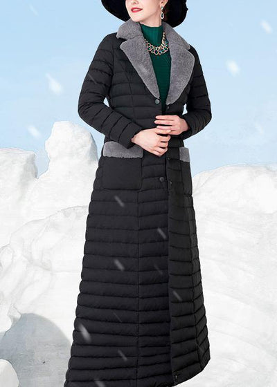 New oversize down jacket lapel collar overcoat black  warm winter coat - bagstylebliss