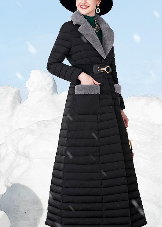 New oversize down jacket lapel collar overcoat black  warm winter coat - bagstylebliss