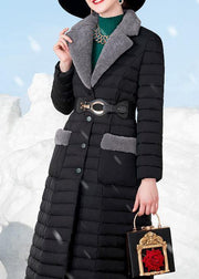 New oversize down jacket lapel collar overcoat black  warm winter coat - bagstylebliss