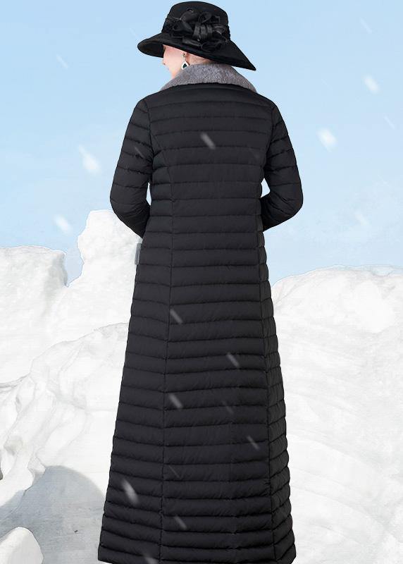 New oversize down jacket lapel collar overcoat black  warm winter coat - bagstylebliss