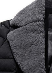 New oversize down jacket lapel collar overcoat black  warm winter coat - bagstylebliss